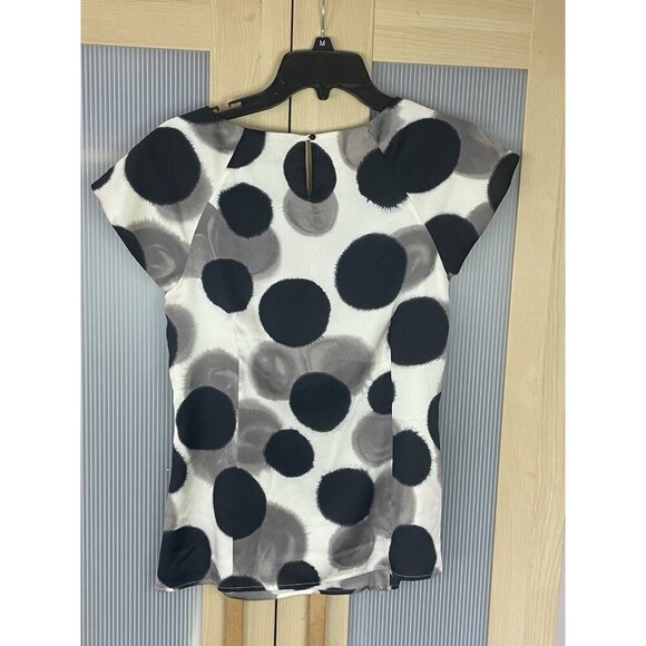 Ann Taylor Womens Silk Top Sz 2 Shirt Blouse Polka Dot Short Sleeve Party Career - Picture 4 of 6